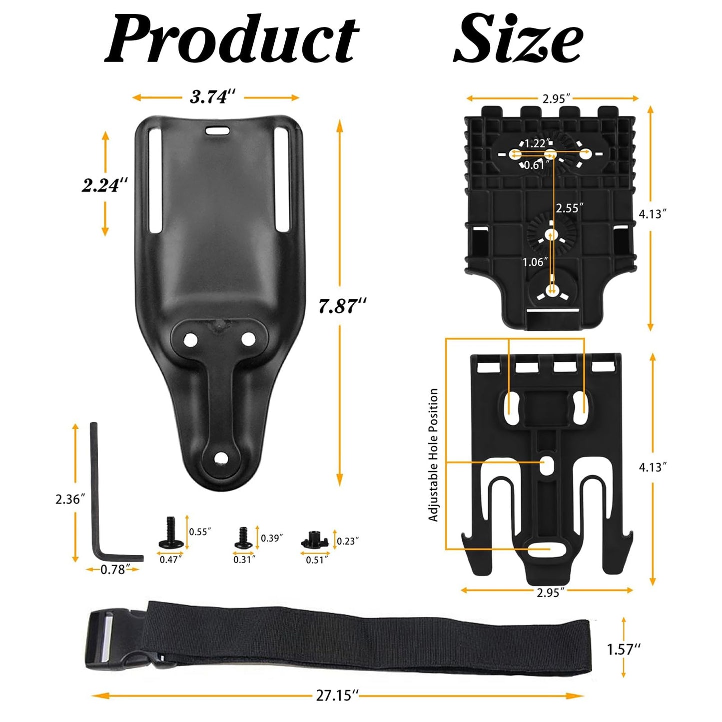 QLS Quick Locking System Kit with Fork and Duty Receiver Plate with Thigh Straps, Low/Mid-Ride Universal Belt Loop Platform Attachment for Duty Holster and Accessories, Black