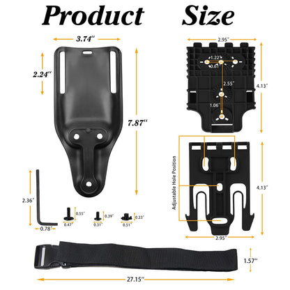 QLS Quick Locking System Kit with Fork and Duty Receiver Plate with Thigh Straps, Low/Mid-Ride Universal Belt Loop Platform Attachment for Duty Holster and Accessories, Black