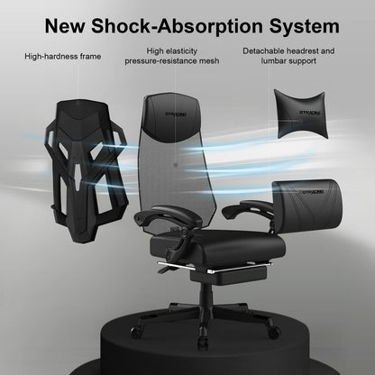 GTRACING Gaming Chair, Computer Chair with Mesh Back, Ergonomic Gaming Chair with Footrest, Reclining Gamer Chair with Adjustable Headrest and Lumbar Support for Gaming and Office (Black)