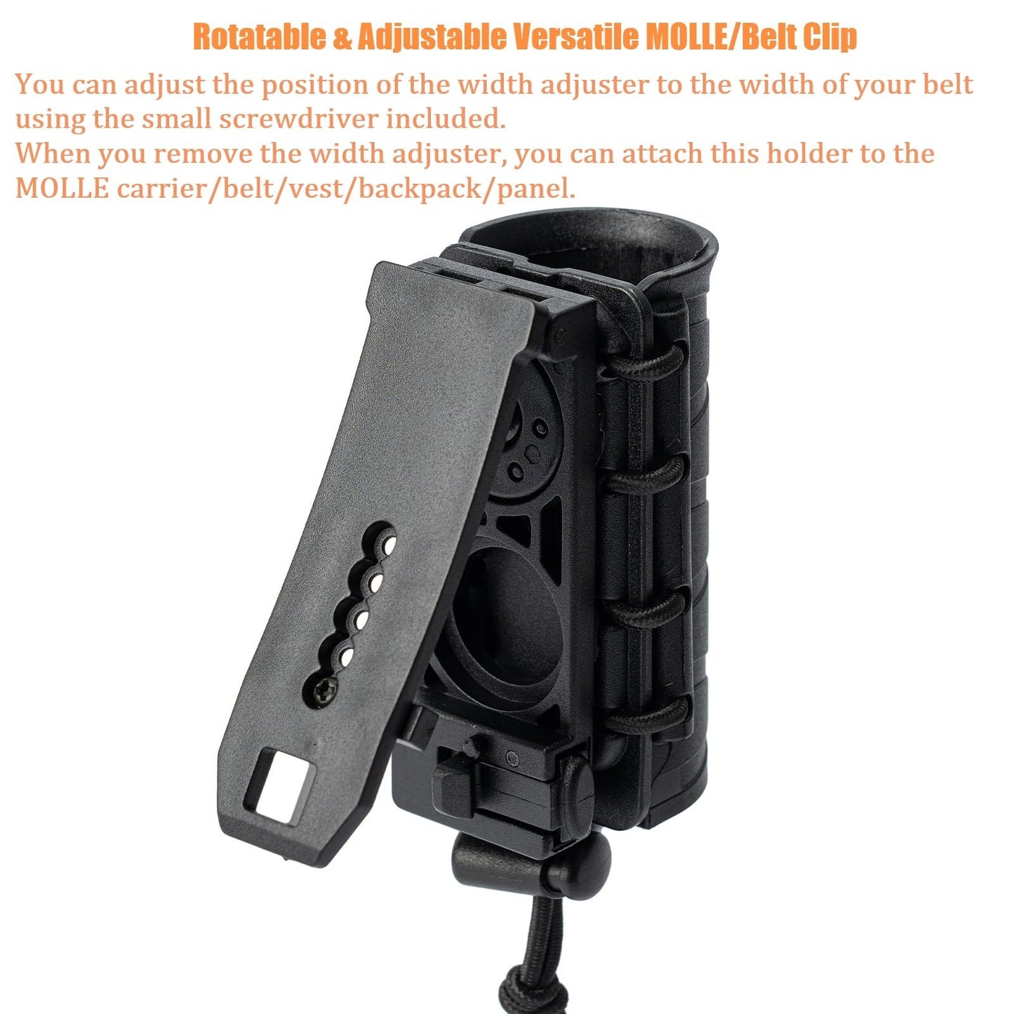 TACNEX Flashlight Holder for Duty Belt Tactical MOLLE Torch Holster Rotatable Light Carry Case Pouch fit 1"-1.2" Diameter Flashlight for Police LEO Security Military