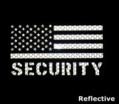2 Pack Reflective Security Patch US Flag with Hook Back for Service Harness Tactical Vest Collar Hook-Fastener Backing (Black-White)
