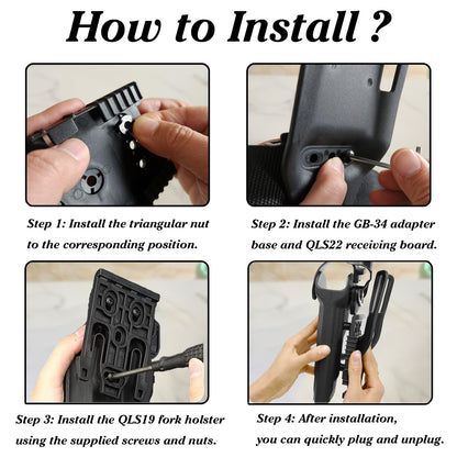 QLS Quick Locking System Kit with Fork and Duty Receiver Plate with Thigh Straps, Low/Mid-Ride Universal Belt Loop Platform Attachment for Duty Holster and Accessories, Black