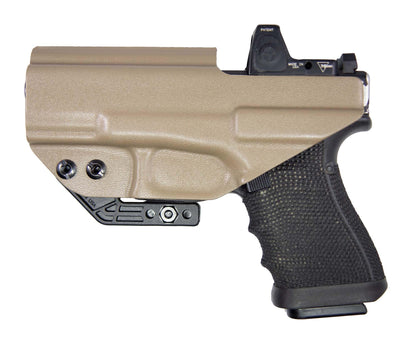 FDO Industries IWB Kydex Holster Compatible with Glock 19 23 32 Optic Cut with Claw & Discreet Carry Concepts 1.5" Metal Clip - Made in USA (FDE, G19)