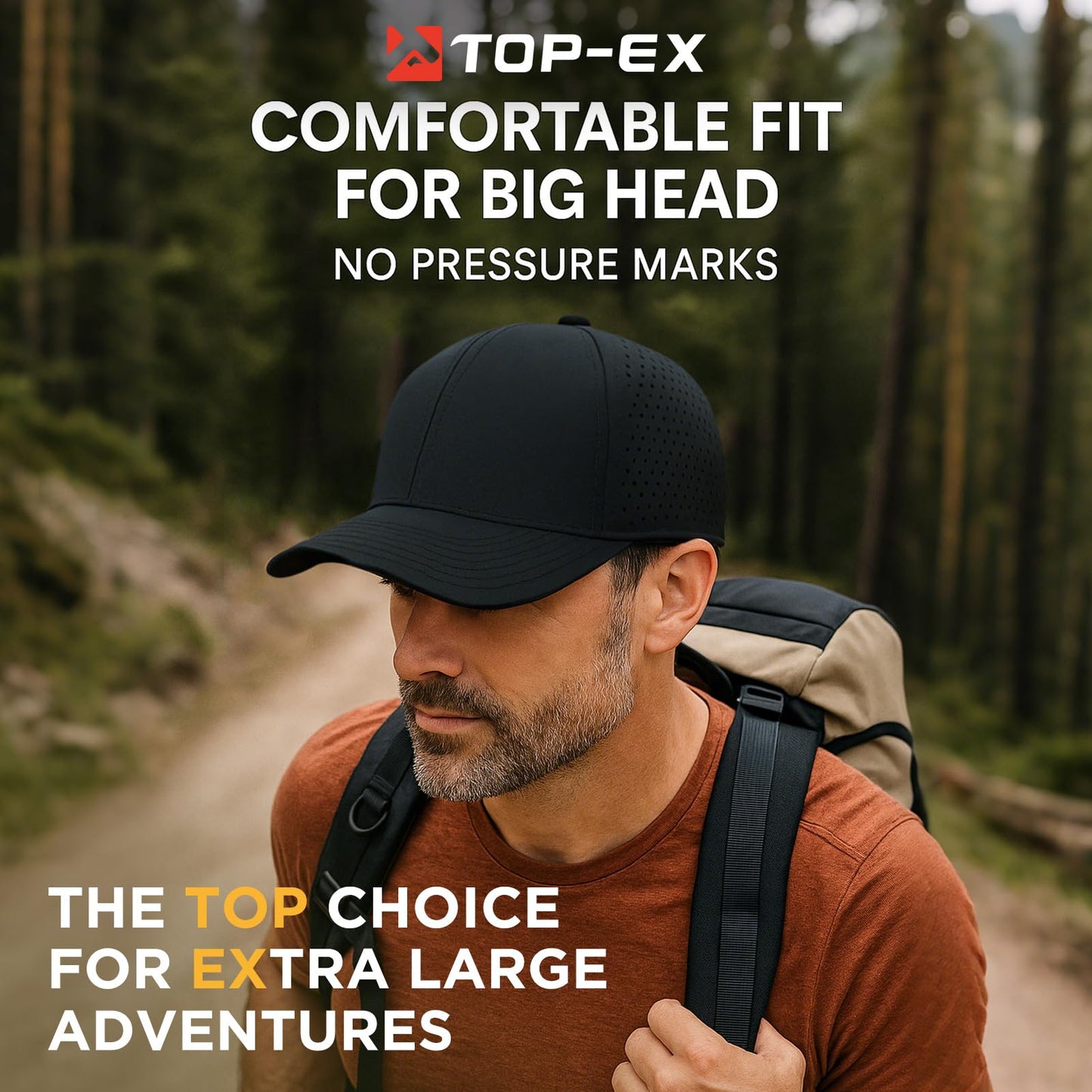 Men Women Oversize M/L Black Snapback Baseball Cap Hydro Performance Cool Hat Water Repellent Boat Golf Running Workout Beach Lake Gym