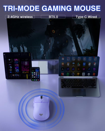 AULA Wireless Keyboard and Mouse Combo, F99 Pro Mechanical Keyboards,Gasket Hot Swappable Custom Keyboard+SC580X Wireless Gaming Mouse Light Purple