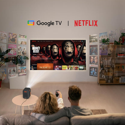 [Netflix Licensed & Google TV] Formovie Xming Episode One Mini Projector Wifi Bluetooth Outdoor 4K Movie Projector Dolby Audio Portable Projector Built in Apps