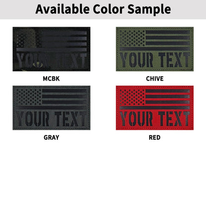 Customizable IR Infrared Reflective Tactical Military Name Patch, American Flag Patch with Your Text, Hook Loop Fastener, Military and Tactical Accessory for Helmets Vests Backpacks Uniforms