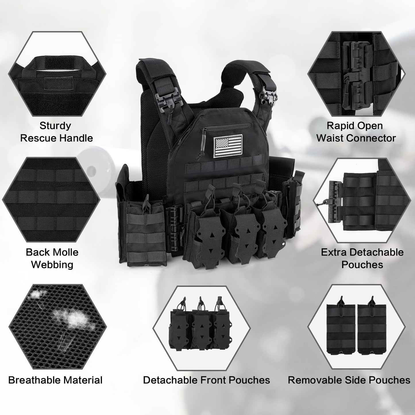 Jueachy Weighted Vest for Men: Quick Release Lightweight Adjustable Breathable Outdoor Vest for Training