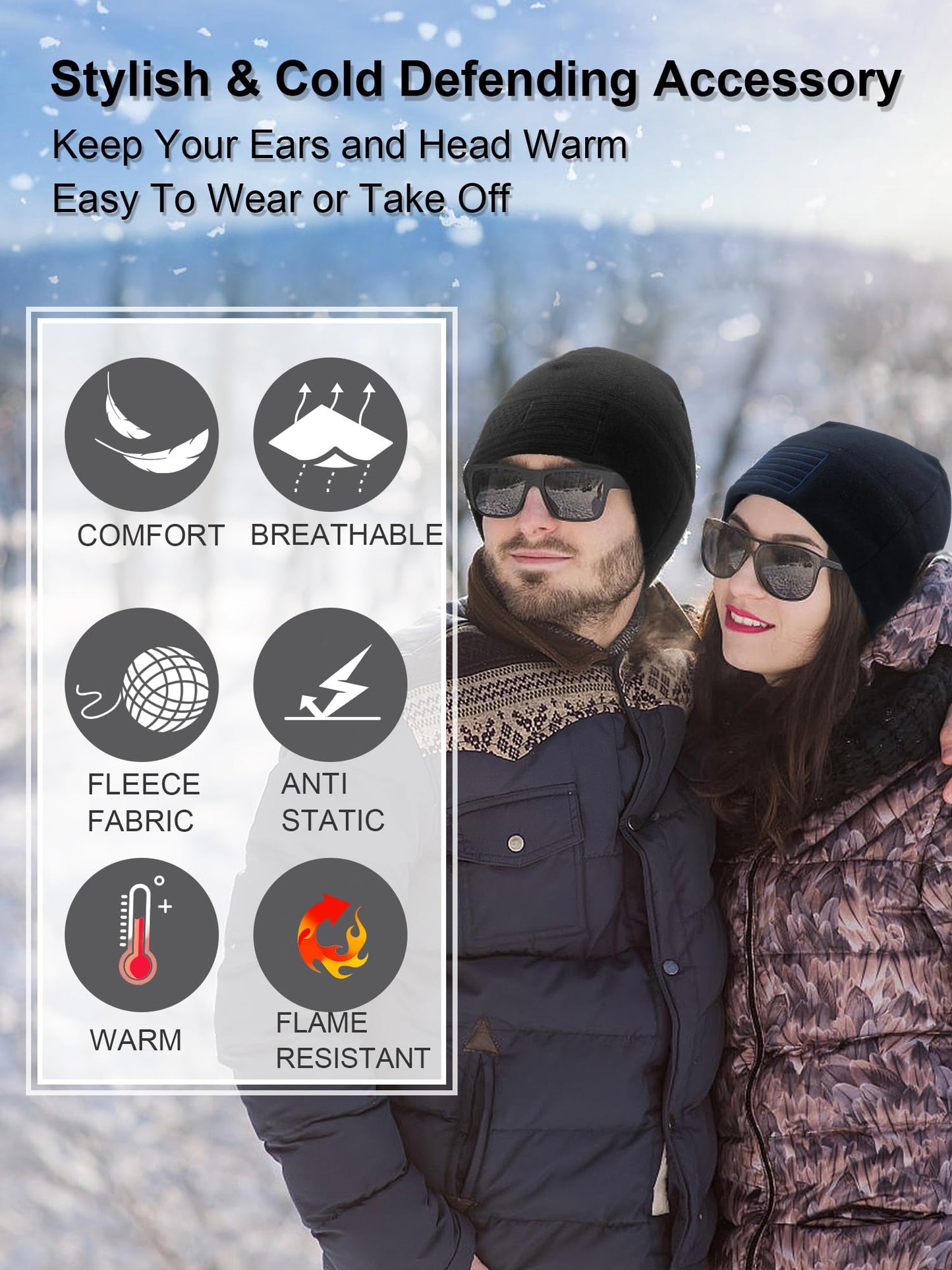 ROLVNHTV 4 Pcs American Flag Beanie Winter Fleece Caps Tactical Military Veteran Beanies USA Hats Warm Army Cap for Men Outdoor Activities