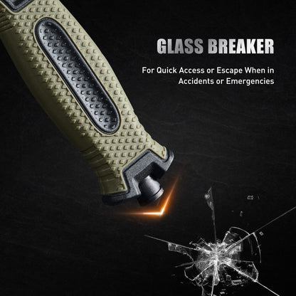 Leopcito 10" Fixed Blade Tactical Knives with Sheath and Clip, Stainless Steel Survival Hunting Bushcraft Full Tang Non-Slip Handle Knife for Camping, Hunting, Adventure, Outdoors, EDC，Military Green