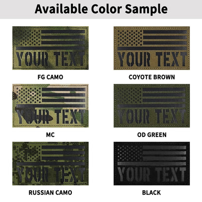 Customizable IR Infrared Reflective Tactical Military Name Patch, American Flag Patch with Your Text, Hook Loop Fastener, Military and Tactical Accessory for Helmets Vests Backpacks Uniforms