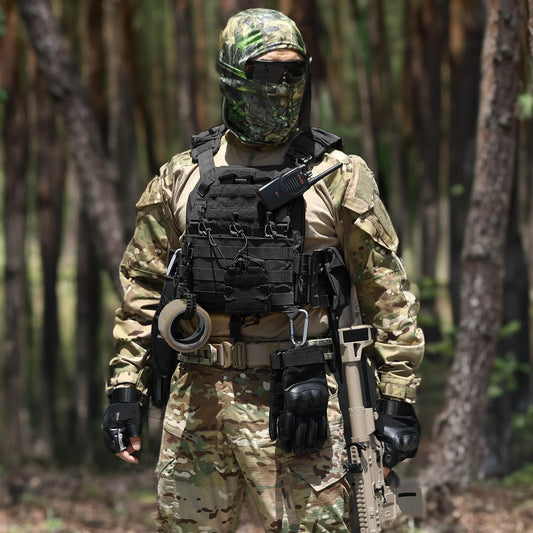 VOTAGOO GEAR Outdoor Sports Quick Release Tactical Vest, Airsoft Vests for Paintball, Adjustable Breathable Lightweight Vest（Black）