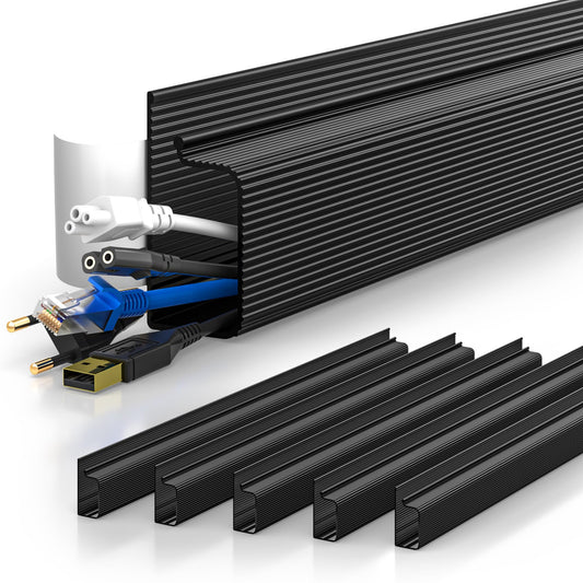 YECAYE 94.2 in Cable Management, Cord Organizer,Easy Install Self-Adhesive Cord Hider, Cable Organizer, Cable Hider for Office Organization,Child & Pet Proof, Black