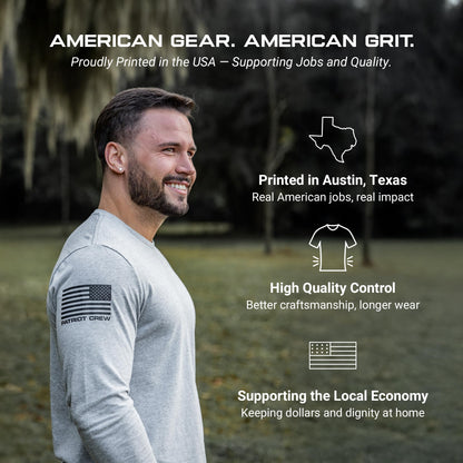 Patriot Crew Men's Black Fresh T-Shirt, American Made Classic Tee, USA & Freedom Style Shirt (Large, 3 Pack)