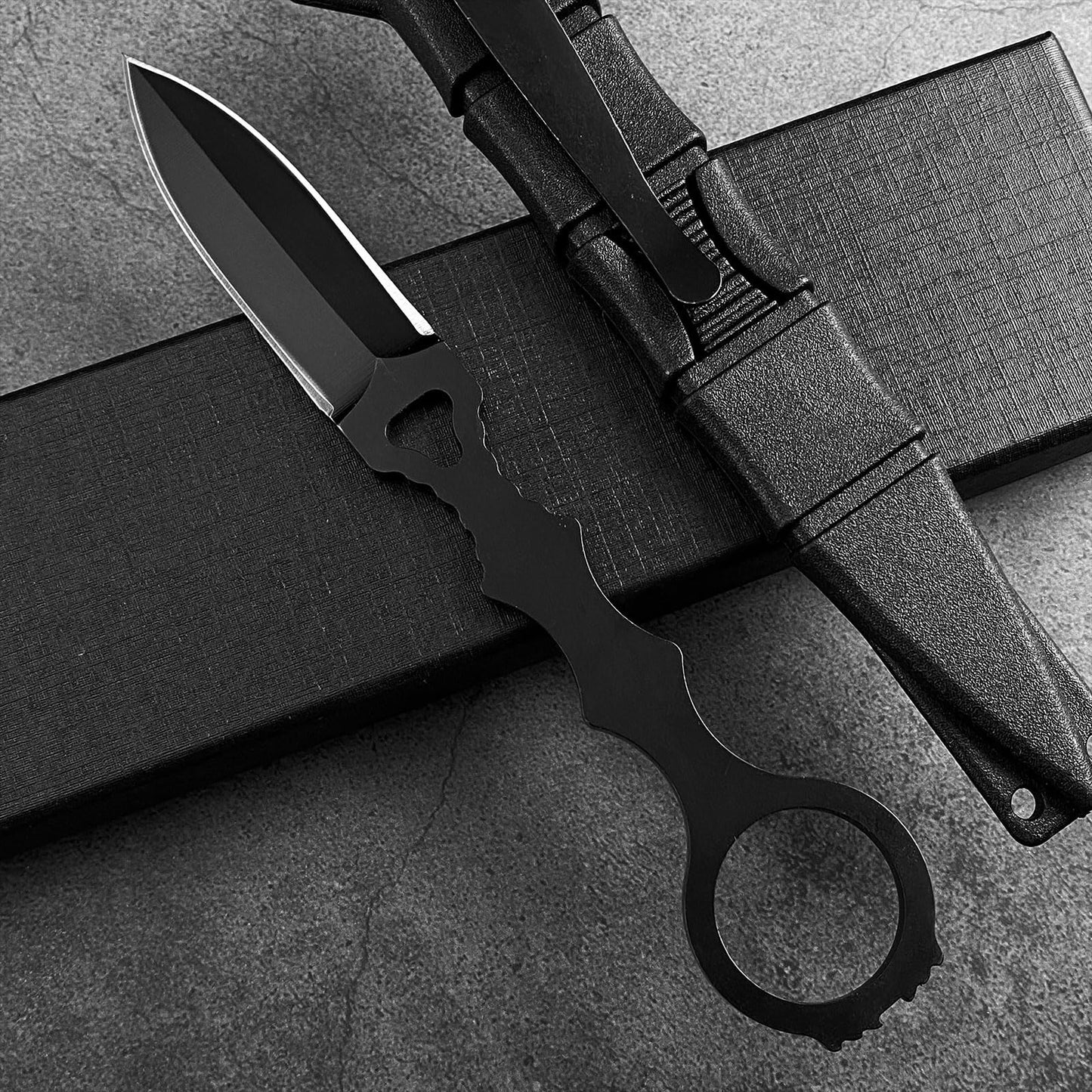 NICDUFHY Pocket Small Fixed Blade Knife with Kydex Sheath, EDC Utility Knife Cool Gadgets for Men, Outdoor Camping Fixed Blade Knives for Hiking Hunting Survival