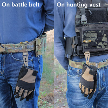Tactical MOLLE Clip T-Mount Clash Hook, Gloves Clip for Duty Belt, Hanging Carabiner Metal MOLLE Key Holder